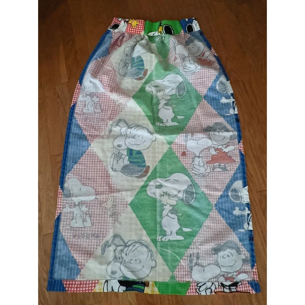Vintage Snoopy Peanuts Pleated Drape Diamond Curtain Valance Fabric JC Penney
